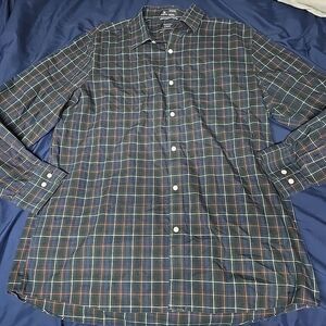 Nordstrom Smartcare Mens Dress Shirt XL Plaid Green Blue Wrinkle Free Classic